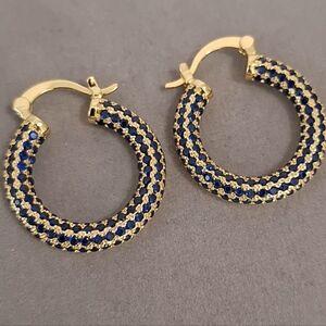 Sapphires Gold Filled Hoop Earrings